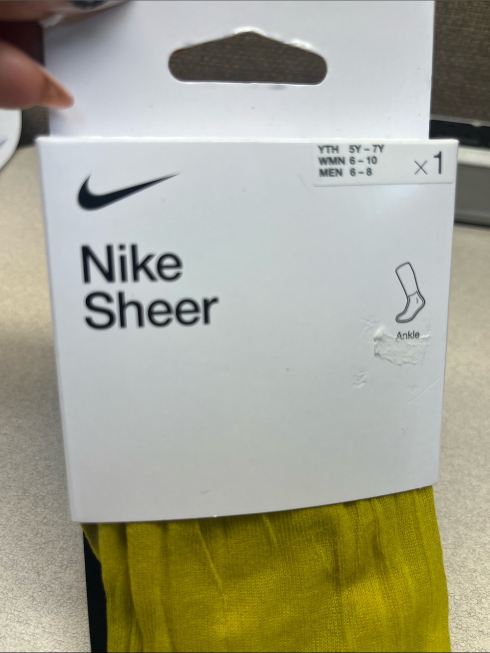 Nike Sheer Socks in Olive Yellow - Picture 8 of 8